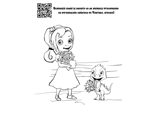 Plansa de colorat Ana si Rexy